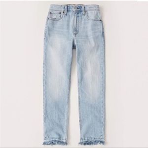 Abercrombie & Fitch High Rise Mom Jean With Raw Hem